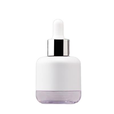 China New 30ml 50ml 70ml Dropper Bottle Skin Care Packaging Bottle PET Luxury Cosmetic White Single Plastic Bottle Essential Oil for sale