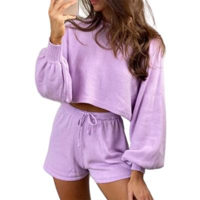 China Breathable Spring/Summer Europe And America Amazon New Bubble Suit Navel Sexy Sweater Two Piece Set for sale