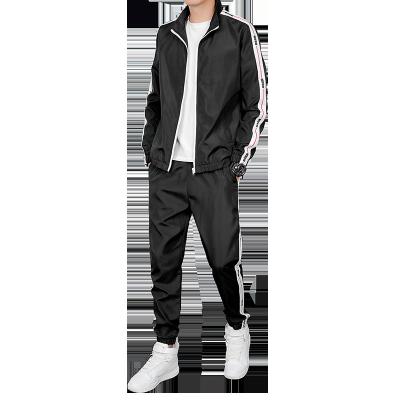 China Breathable Men Casual Spring Autumn Jogging Suit Tracksuit Side Stripe 2 Pieces Set Running Suit Sports Wear Lightweight Workout Clothes New for sale