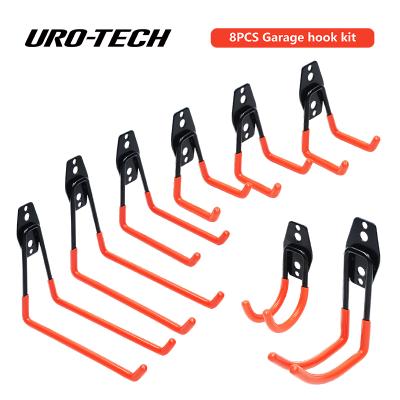 China General Industry Garage Hooks 8 Pack Garage Storage System Heavy Duty Steel Double Hooks, Wall Mount Hooks for sale