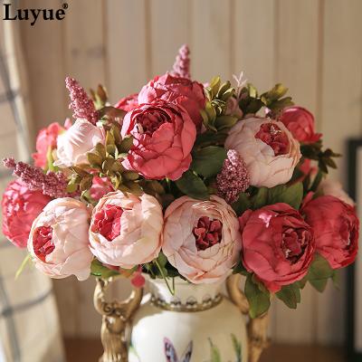 China Hot Selling Artificial Peonies Wedding Home Decor Vintage Peony Artificial Silk Bouquet Flowers Home Decor for sale