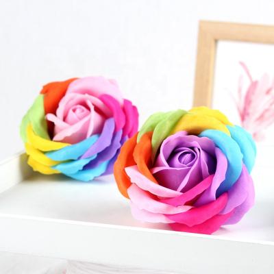 China Soap Multicolor Soap Wholesale 9pcs Set 8cm Roses Soap Artificial Flower Head Wedding Decoration Mother's Day Soap Flower DIY for sale