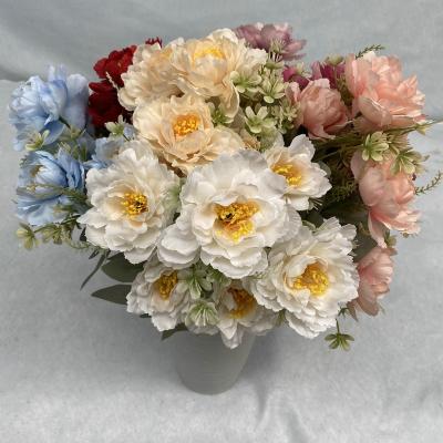 China Wedding Decoration New Design Artificial Peonies Flower Silk Bouquet Wedding Decoration 6 Heads Peony Flower High Quality for sale