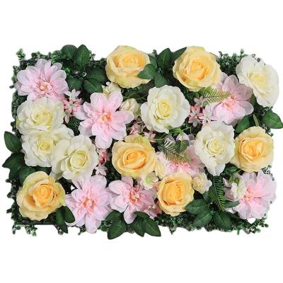 China Lifelike plastic silk flower wall 40*60cm for wedding party decorative wholesale wrap flower wall panel backdrop for sale