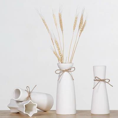 China Wholesale Ceramic Elegant Modern Style Vase Pattern Home Decor Luyue Fine White Porcelain Look Fine White Ceramic Flower Vase For Home Office Decor for sale