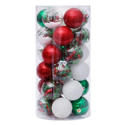 China Amazon Hot Sale 6cm 30pcs Christmas Tree Ornament Hand Painted Transparent Christmas Tree Ornament cchristmas ball set for sale