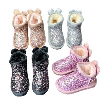 China CUSHIONING 2022 New Custom Girls Fashion Charm Child Luxury Fancy Kids Outdoor Rhinestone Glitter Bling Sequin Ankle BootsHot Sale Products for sale