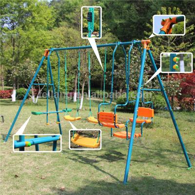 China Outdoor Furniture Kids Four Seat Garden Camping Patio Outdoor Metal Safety Multifunctional Swing Chairs for sale