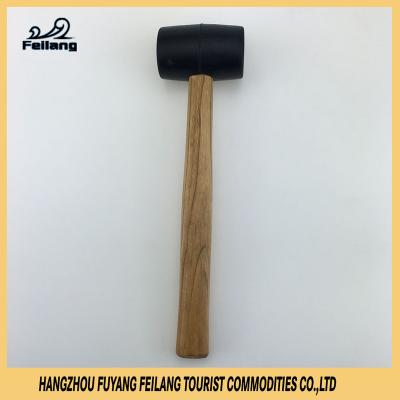 China Black Rubber Mallet With Wooden Handle Outdoor Camping Tent Rubber Mallet Accessories Hammer for sale