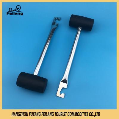 China Tent Hammers Mallet With Steel Handle Multi-Function New Safety Black Rubber Puller Tent Hammers Walking for sale