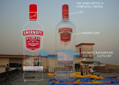 China La publicidad del cielo hincha las botellas inflables del alcohol, botella de vino flotante inflable modificada para requisitos particulares en venta