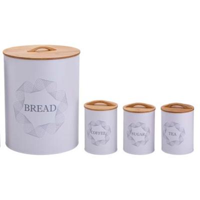 China Freshness Keeping Bread Bin With Lid Kitchen Bamboo Bread Bin Storage Canister Set Large Coffee Tea Sugar Dry Food Storage Containers Storage Set for sale