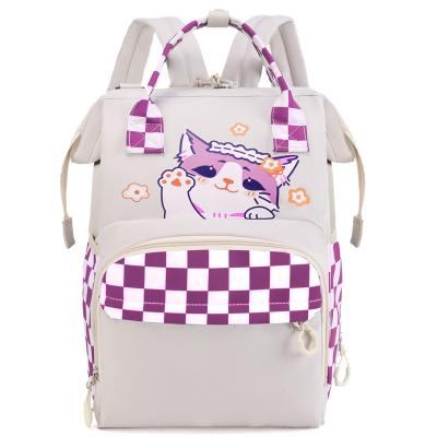 China Waterproof Customized Cute Cat Diaper Baby Stroller Bag Women Fashion Insulated Milk Bottle Mommy Backpack for sale