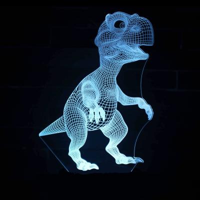 China New-designed Customize 3D Illusion Lamp Dinosaur Night Light For Kids Tuya Smart Led Color Touching RGB Changing Table Lamp for sale