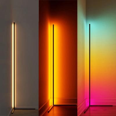 China Modern smart wifi Alexa Tuya APP RGB LED corner LED light floor lamps for bedroom for sale