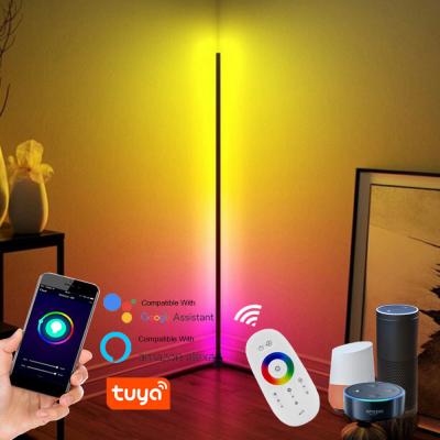 China Smart wifi led remote control floor lamp Alexa Tuya modern RGB color changing led light corner bracket for sale