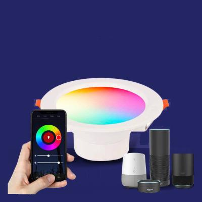 China Tuya Led Downlights Smart Wifi RGBW LED Industrial Ceiling Downlights Voice Control by Alexa Google Home for sale