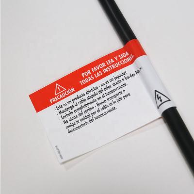 China Strong Adhesive Waterproof Power Cable Label Sticker Waterproof Professional Printing Warning Products Custom for sale