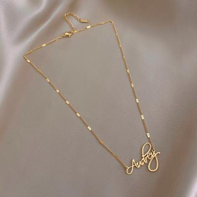 China Customized Environmentally Friendly Nameplate Necklace Style Popular Stainless Steel Gold Plated Necklace Personality Nameplate Girls Pending Gift for sale