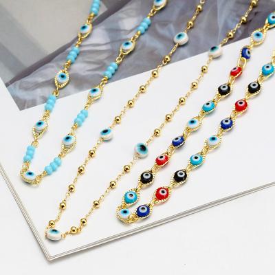 China Gold Plating 2023 Black Red Blue Environmental Friendly Jewelry Evil Eyes Necklace Devi Eyes Necklace For Women Adjustable for sale