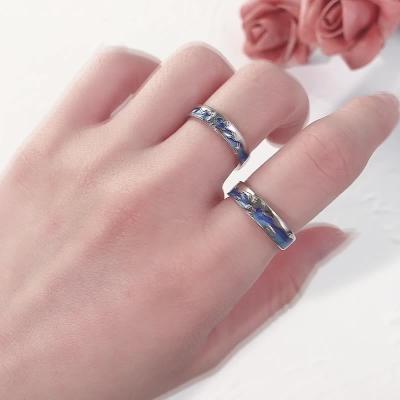 China CLASSIC S925 Sterling Silver meteor design couple ring men women set ring simple design opening ring for sale