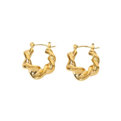 China CLASSIC High Quality Woman Jewelry 5 Design Twist Circle Earrings 18K Gold Plating U Shape Bold Stainless Steel Crescent Twisted Earrings for sale