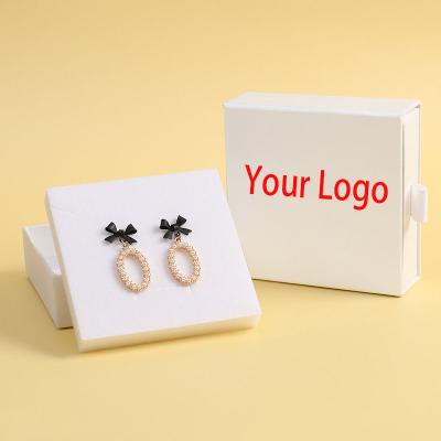 China Custom White Luxury Hard Jewelery Package Cardboard Jewelry Packaging Foam Inserts Slide Out Gift Box Recycled Drawer Paper Jewelry Boxes With Logo for sale