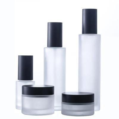 China Wholesale Custom Skincare Glass Bottles Set For Luxury Cosmetic Skincare Jar Packaging Cosmetic Suit for sale