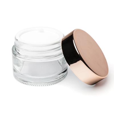 China 15g 30g 50g Round Clear Black White Luxury Cosmetic Glass Jars Glass Cosmetic Jar For Cream for sale