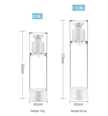 China Slik-personal skin care packaging 15ml 30ml 50ml 80ml 100ml transparent screen printing clear cosmetic cream airless bottle with pump sprayer for sale