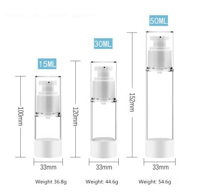 China Xinhe 15ml 30ML 50ml Personal Airless Silver Shoulder Bottle Sensitive Clear Transparent Cosmetic Airless Packaging Pump Bottle for sale