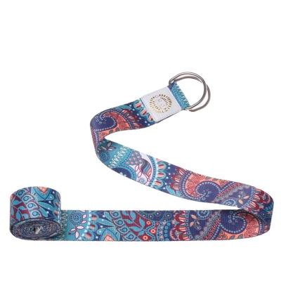 China Digital Printed Cotton Fitness Yoga / Polyester Custom Logo Cotton Stretching Strap for sale