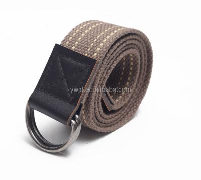 China Cotton Fashion Men's D Ring Belt Woven Cotton Belt With PU Custom Cotton Belt for sale