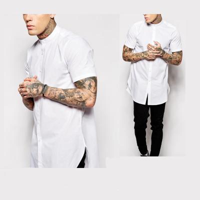 China Wholesale Custom Anti-pilling Plain Men's Shirts Rounded Edge Button Plain T-Shirts For Men for sale