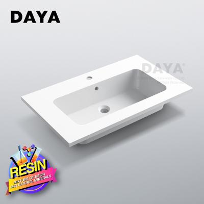 China Easy Clean Polymarble Bathroom Cabinet Wash Basin Rectangle High Grade Medium Basin Sink for sale