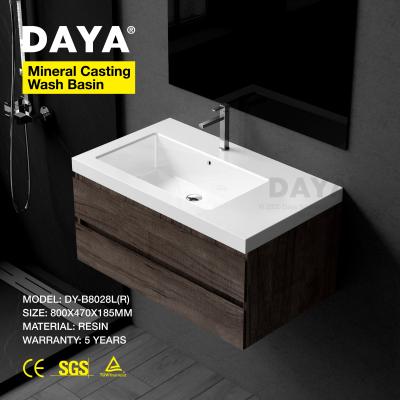 China Easy Clean Wash Basin Polymarble Wash Basin Rectangle Bowl Single Sided Bathroom Sinks for sale