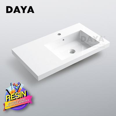 China Easy Clean Stone Wash Polymarble Wash Basin Rectangle Bowl Single Sided Single Sink Basin for sale