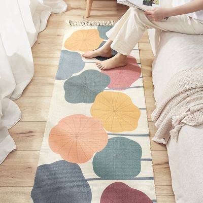 China Woven Style Washable Nordic Concise Flat Hand Knitting Cotton Canvas Rug Anti Slip WithNordic Concise Style for sale