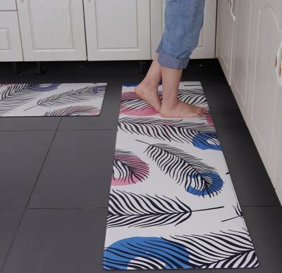 China Kitchen floor mat leather, waterproof and oil-proof frontier washable, creative home non-slip PU floor mat for sale