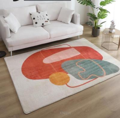 China Nordic Style Washable 3D Illustration Floor Blankets Living Room Geometry Flowers Imitated Washable Cashmere Rug for sale