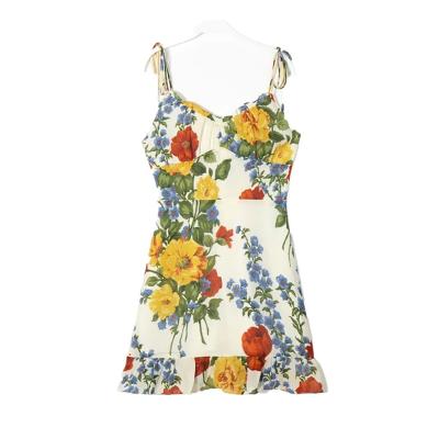 China Hallow Summer Dresses For Women Beach Sleeveless Floral T-shirt Sundress Tank Casual A-line Dress for sale