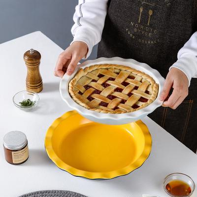 China European Ceramic Western Dish Dinnerware Large Fruit Spaghetti Dish Home Plate Lace Stocked Bakeware for sale