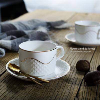 China Viable Ceramic Coffee Cup Set Simple Phnom Penh Coffee Cup And Saucer Afternoon Tea Tea Set Restaurant Hotel Coffee Cup And Saucer for sale