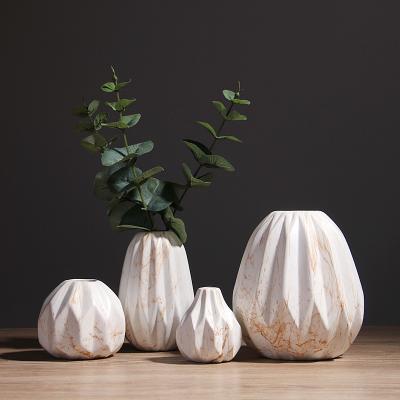 China Wholesale Minimalist Nordic Marble Ceramic Creative Home Living Room Vase TV Room Cabinet Decoration Model for sale