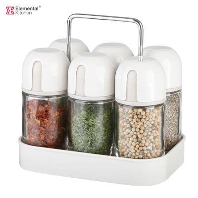 China Sustainable Unique Design Trade Assurance SINOGLASS Glass Spice Jar With Rack 6 Jars Spice Rack Set for sale