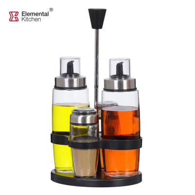 China Wholesale Hot Selling Minimalist Glass Oil Dispenser Spray Measured Bottle Set Olive Oil Container Kitchen Tool for sale