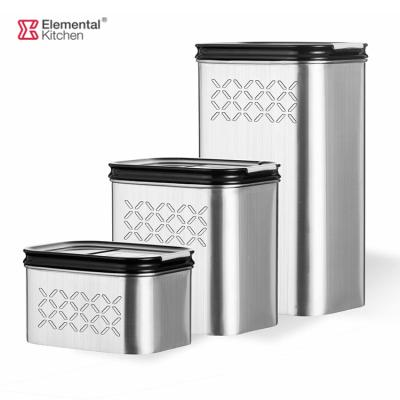 China Wholesale Hot Sale Viable 500ml 1000ml 1900ml Unbreakable Food Container Set Air Tight 3 Pcs Stainless Steel Storage Jar Set for sale