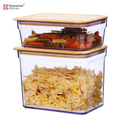 China 760ml 2000ml BPA Free Eco-friendly Plastic Container With Lid Bamboo Food Safe Air Tight Plastic Storage Jar Set for sale