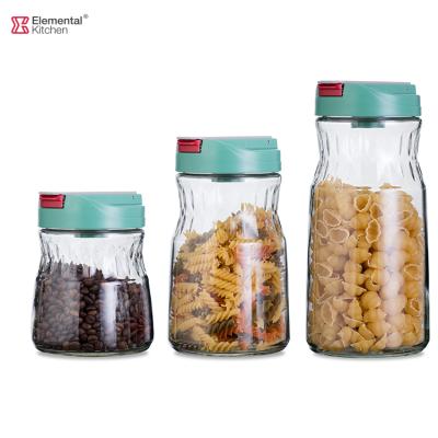 China 1000ml 1500ml 2000ml Viable Lever - Action 3 Pcs Glass Food Storage Jar Vacuum Sealed Set for sale