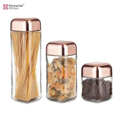 China Sustainable 550ML 1100ML 1700ML Set Of 3 Clear Kitchen Glass Canisters With Bail Lid 3 Pcs Measuring Storage Jar Airtight Glass Set for sale